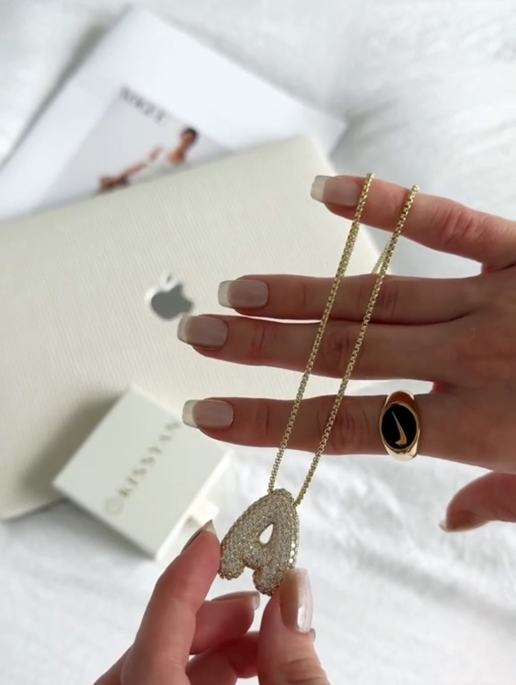 Initial Bubble Necklace - Classic 18K Gold Jewelry Set